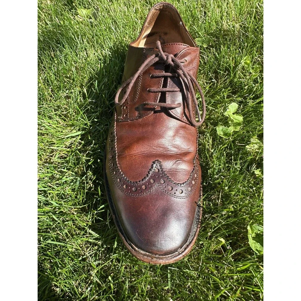 Frye Dress Shoes Mens 11D James Wingtip Brogue Gunnboat Oxford Brown Casual